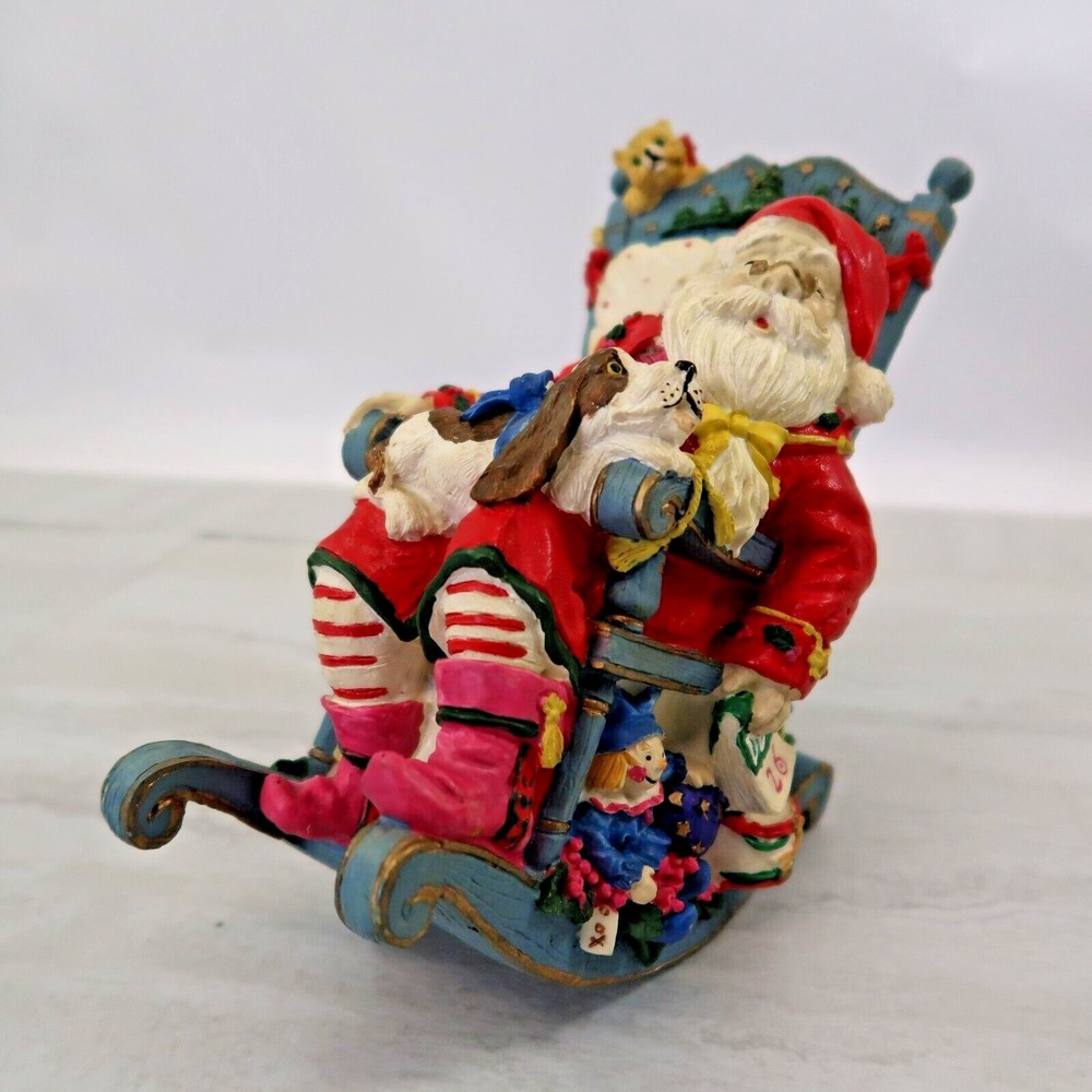 Rocking Chair Musical Wind Up Sleeping Santa Ceramic‎ Rocker Christmas Music Box